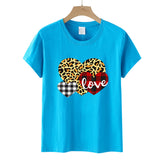 Valentine's Day T Shirt Men's and Women's Heart Printing Pullover Cotton Short Sleeve Women's T-shirt