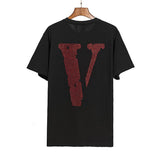 Vlone Men And Women Couple Personality Plus Size Retro Sports Short Sleeve Tshirt