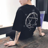 Men T-Shirts Loose Half Sleeve Round Neck Print