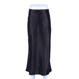 MIDI Mauve Skirt Spring and Summer Satin Purple Mid-Length High Waist Sheath A- line Skirt