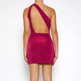 Kendall Jenner Wedding Guest Dress Irregular Solid Color One Shoulder Bandeau Sexy High Waist Slim Fit Slit