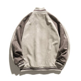 Man Fall Outfis Autumn Vintage Color Stitching Stand-Collar Top Men Hip Hop Loose Jacket Coat