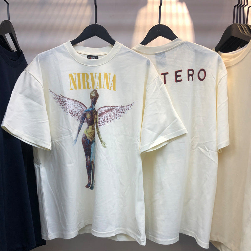 Nirvana T Shirt Ins Vtg Kanye Rock Nirvana Band Angel