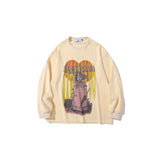 Man Fall Outfits Letter Foam Printed Crew Neck Sweatshirt Men and Women Autumn Loose Long Sleeve T-shirt