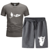Vlone T Shirts & Shorts 2 Piece Set Men'S Summer Sports Fitness Casual Shorts Suit