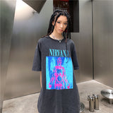 Nirvana T Shirt Vintage Retro Casual Loose-Fitting T-Shirt Fog