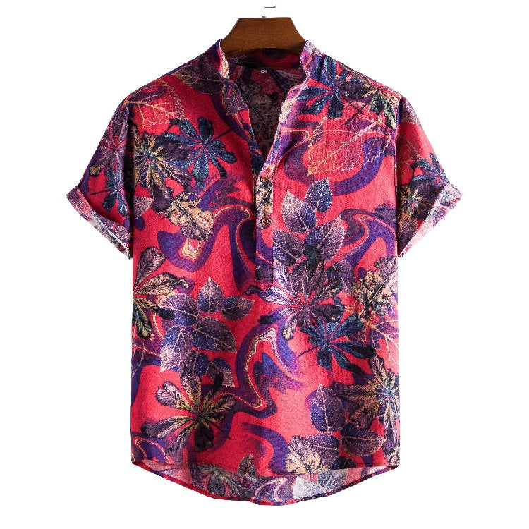 Camp Collar Shirt Ethnic Print