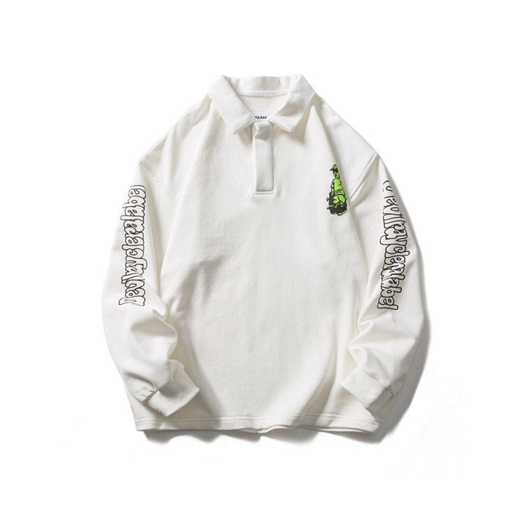 Men's Graphic Hoodies Men's Autumn Printing Lapel Sweater