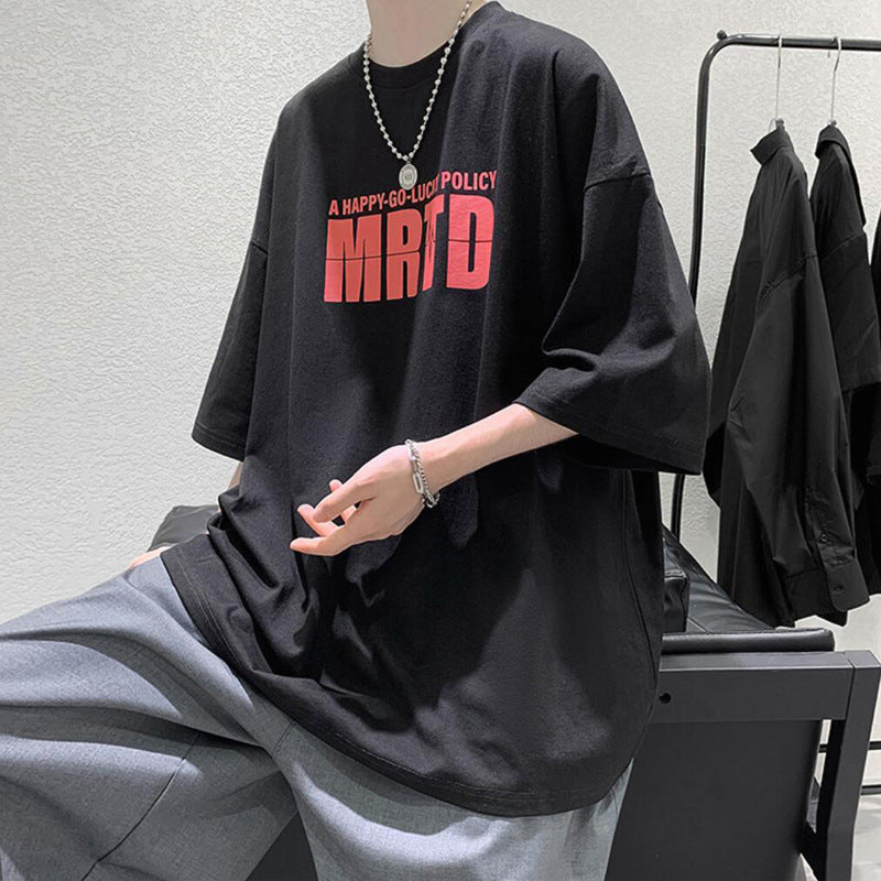 Men T-Shirts Loose Printed Half Sleeve