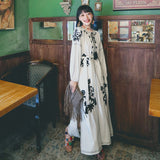 Coachella Music Festival Outfits Embroidered Cotton Linen Loose Retro Dress