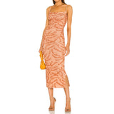 Kendall Jenner Wedding Guest Dress Letter Logo Printed Sling Slim Waist Elastic