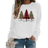 Merry and Bright Sweatshirts Merry and Bright Christmas Tree Printed Sweater Autumn and Winter