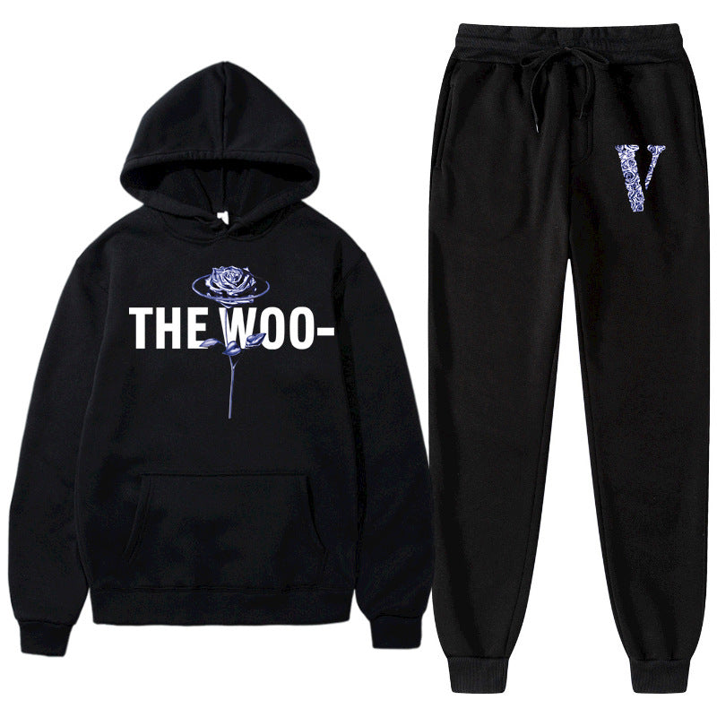 Vlone Hoodie & Pants 2 Piece Printed Men'S And Women'S Loose Hooded Sweater