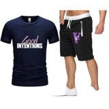 Vlone T Shirts & Shorts 2 Piece Set Letter Large V Printed Short Sleeve