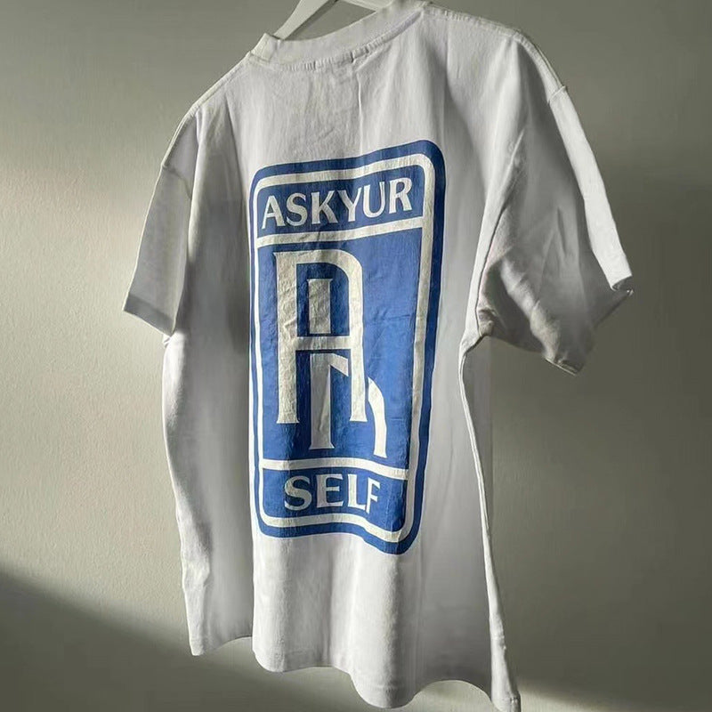 Askyurself T Shirt 10 Th Anniversary Klein Blue Letters Logo Burst Printing
