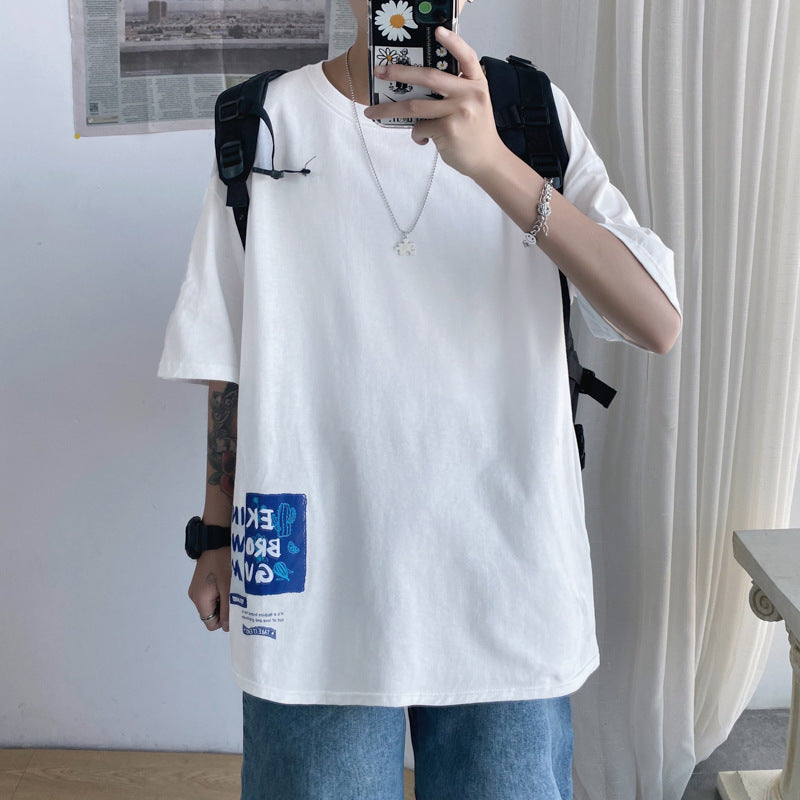 Men T-Shirts Loose Half Sleeve Print