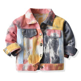 Children Jean Jackets Spring Denim Tie-Dyed Denim Jacket Ripped Jacket