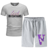 Vlone T Shirts & Shorts 2 Piece Set Short Sleeve T-Shirt Sports Summer