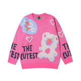 Men Sweater Cartoon Letters Brocade Sweater Men's Trendy Pullover