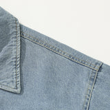 Men Denim Jackets Solid Color Multi-Pocket Lapel Denim Jacket Vintage