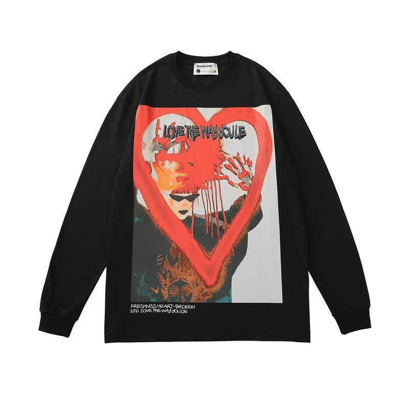Man Fall Outfits Graffiti Long Sleeve T-shirt Male and Female Personality Oversize Hip Hop Autumn