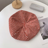 Vintage Check Bucket Hat Chessboard Plaid Beret