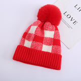 Red Beanie Hat Cotton Wool Hat Wool Fashion Plaid