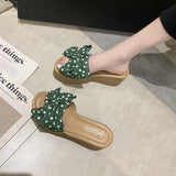 Women Open Toe Sandals Flats Summer Bowknot Polka Dot Fashion Sandals