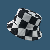 Vintage Check Bucket Hat Black and White Plaid Chessboard Plaid