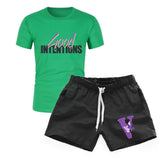 Vlone T Shirts & Shorts 2 Piece Set Men'S Short Sleeve Sports Beach