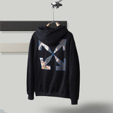 Off White Hoodie With Arrow Print Men'S Plus Size Casual And Comfortable Highquality Cotton Hooded Sweater Owt