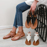 Women Open Toe Sandals Flats Large Size Flip Toe Hollow Sandals Summer Fashion