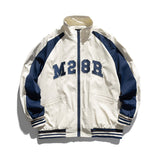 Man Fall Outfis Autumn Street Hip-Hop Contrast Color Stand-up Collar Jacket Boys Letter Embroidered Coat