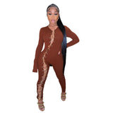 Women's Spring Clothing Sexy Cutout Chain Skinny Hip Raise Sports Jumpsuit