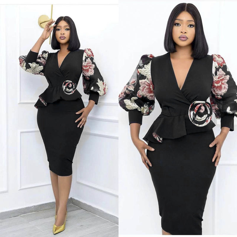 African Dashiki Dress 2022 New Cross-Border Foreign Trade AliExpress Amazon Ol Commuter Print European and American African plus Size Women's Dress