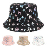 Bucket Hat Fishing Cap Cotton Print Fisherman Hat Female Print