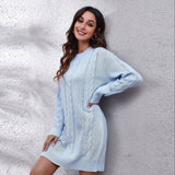 Sweater Dress Outfit with Tights 2 Pieces Set Woolen Skirt Women's Knitted Dress Loose