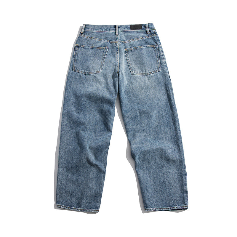Man Fall Men's Embroidery Decorative Jeans Loose Straight Casual Pants