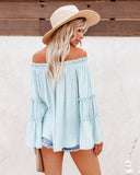 Coachella Music Festival Outfits Solid Color Bell Sleeve off-Neck Sexy Spring and Summer Fashion Loose T-shirt
