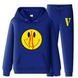 Vlone Hoodie & Pants 2 Piece Set Men'S Spring And Autumn Loose Pullover Sweatershirt