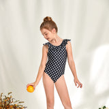 Children Swimsuit Girls' Swimwear Polka Dot Print One-Piece Swimsuit
