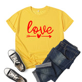 Valentine's Day T Shirts Couples Love Printed Short Sleeve round Neck T-shirt Men and Women Loose