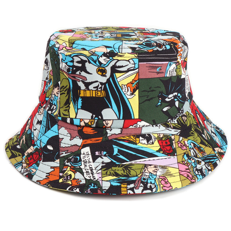 Bucket Hat Fishing Cap Cotton Print Fisherman Hat Cartoon Printing Comic Doraemon