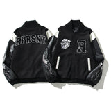 Cardigan Baseball Jacket Cr Rep Woolen Woolen Leather Sleeve Stitching Letter Logo Embroidered Baseball Jacket