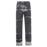 Julia Fox Low Rise Jeans Old Straight Fashion Color Contrast Slimming Casual Pants