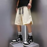 Mens White Shorts Retro Casual Shorts Loose Casual