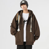 Men Hoodie Cardigan Sweater Spring and Autumn Hooded Casual All-Matching