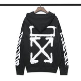 off White Hoodie Autumn and Winter Graffiti Arrow Print Long Sleeve Hooded Sweater