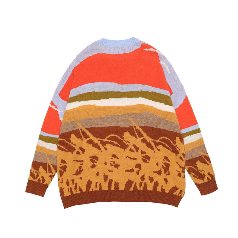 Men Sweater Men's Loose round Neck Sweater Trendy Brand Pullover Top