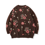 Men Sweater Flower Jacquard Knitted Sweater Men's Loose round Neck Sweater